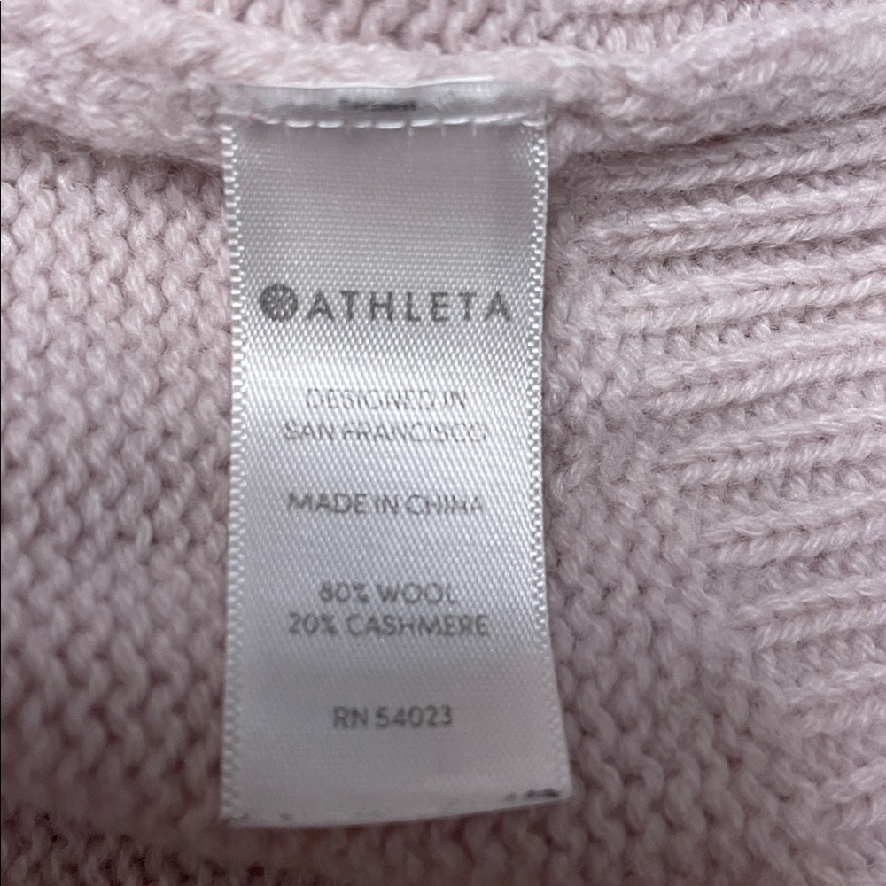 Athleta Bedford Turtleneck Sweater Size XS Wool Cashmere High Low Mock Neck Pink - Picture 11 of 14
